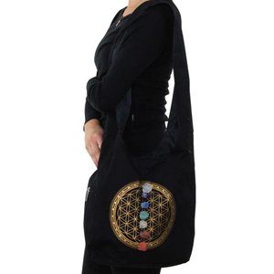 Sacred Geometry 7 Chakras Crystals Hobo Bag